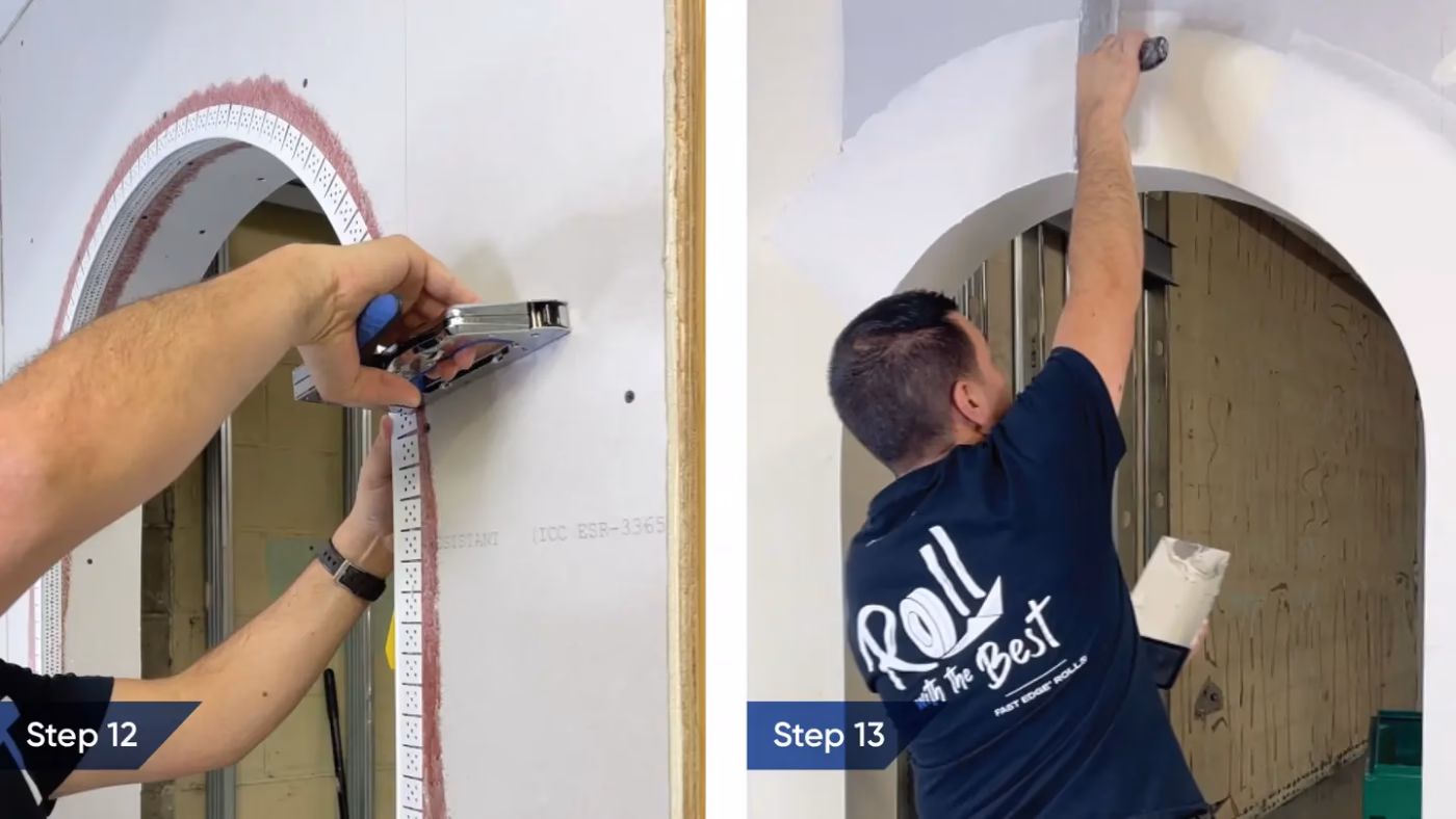 Step 12 Install archway corner bead with spray adhesive and staples لَناطرح لوتوس (لَنالَند)
