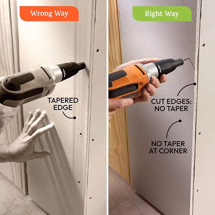 The Most Common Drywall Mistakes DIYers Make and How To Avoid Them 03 Hanging Drywall Vertically Avoid Tapered Edges on Outside Corners لَناطرح لوتوس (لَنالَند)