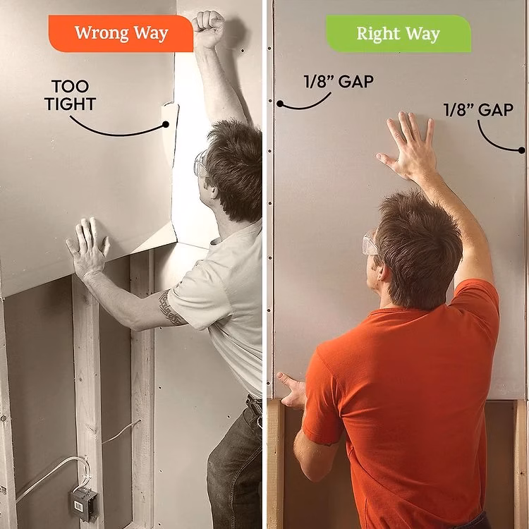 The Most Common Drywall Mistakes DIYers Make and How To Avoid Them 05 Hanging Drywall Vertically Leave a 1 8 in Gap لَناطرح لوتوس (لَنالَند)